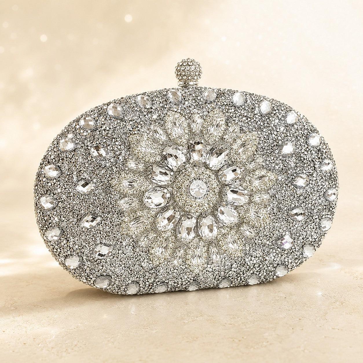 Shell full of diamonds glitter glass rhinestones wedding banquet dinner bag 736519933092 - Silver / 7 Days - COCOMELODY